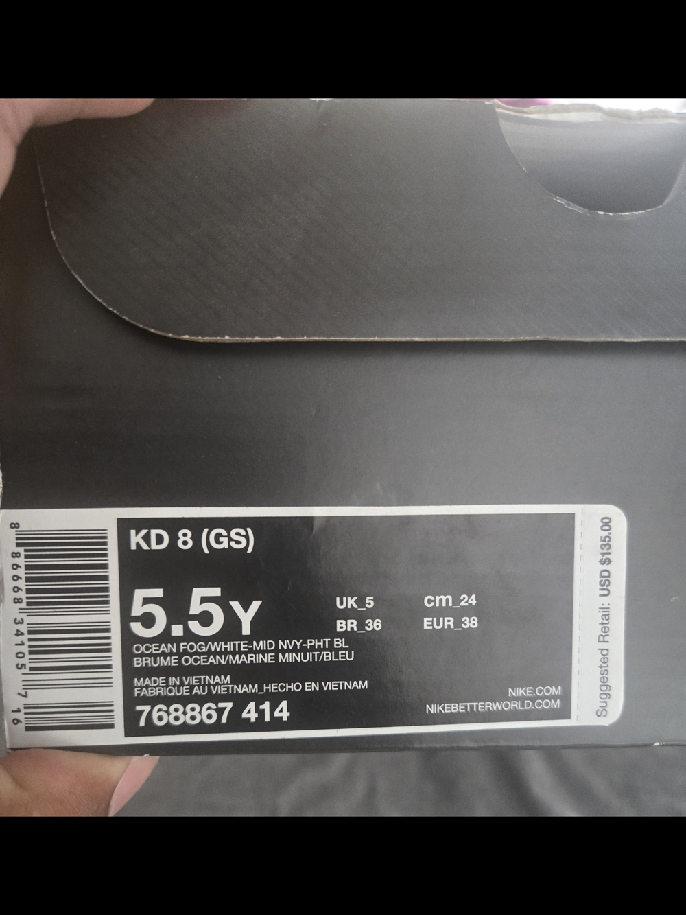 Nike KD 8 (GS) Youth Basketball Shoes - Ocean Fog/White/Mid Navy
